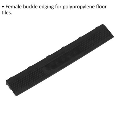 6 PACK Heavy Duty Floor Tile Edge - PP Plastic - 400 x 60mm - Female - Black