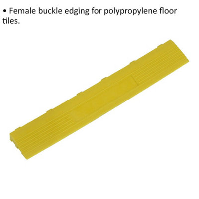 6 PACK Heavy Duty Floor Tile Edge - PP Plastic - 400 x 60mm - Female - Yellow