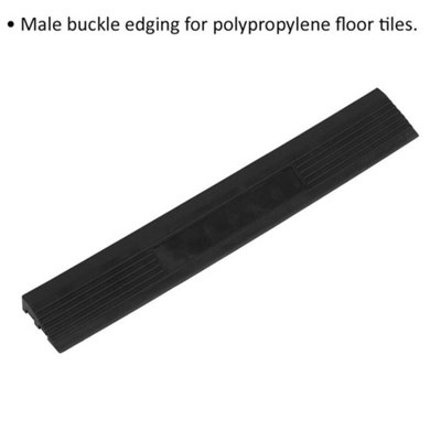 6 PACK Heavy Duty Floor Tile Edge - PP Plastic - 400 x 60mm - Male - Black