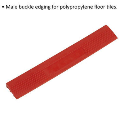 6 PACK Heavy Duty Floor Tile Edge - PP Plastic - 400 x 60mm - Male - Red