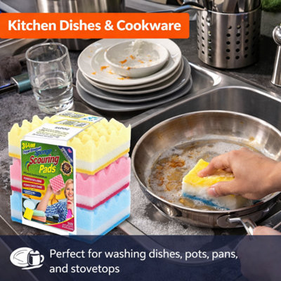 6 Pack Heavy Duty Scourer Sponges Extra Absorbent Dual Sided Kitchen ...