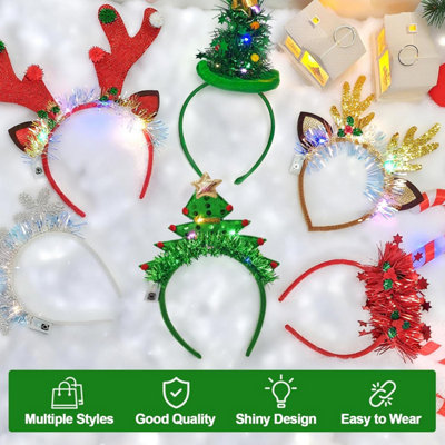6 Pack Light Up Christmas Headbands for s and LED Xmas Hair  display picture 1