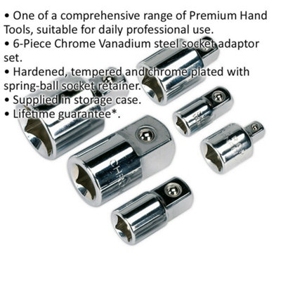 6 PACK Male to Female Socket Adapter Size Converters Imperial Square Drive
