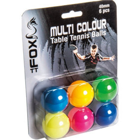 6 PACK Multi Colour 40mm Table Tennis Balls - Long Lasting Training Level