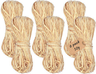 6 Pack of 50g Natural Raffia Ribbon Yarn for DIY Crafting, Gift Wrapping, and Floral Decor