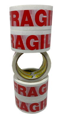 6 Pack of Fragile Stikky Tape - 50mm x 66m