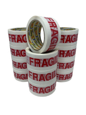6 Pack of Fragile Stikky Tape - 50mm x 66m
