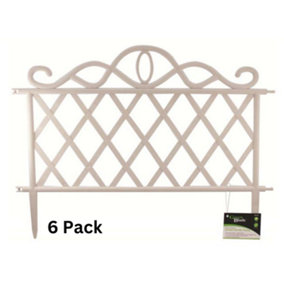 6 Pack Of Plastic White Garden Border Lawn Patio Flower Bed Fences