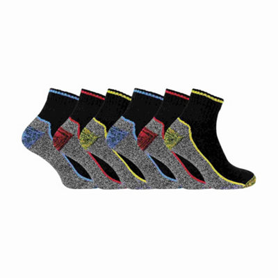 6 Pack Short Bamboo Work Socks 12-14 Black