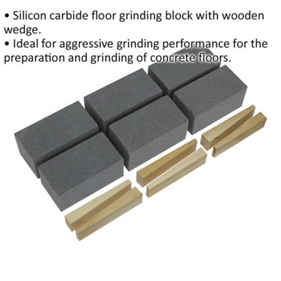 6 PACK Silicon Carbide Floor Grinding Block - 50 x 50 x 100mm - 60 Grit