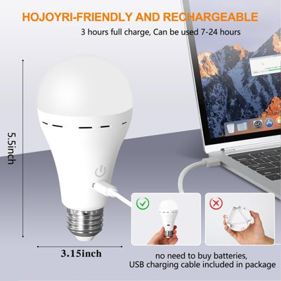 6 Packs Rechargeable Light Bulbs with Remote Control E27 Cordless ...