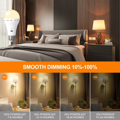 6 Packs Rechargeable Light Bulbs with Remote Control E27 Cordless ...
