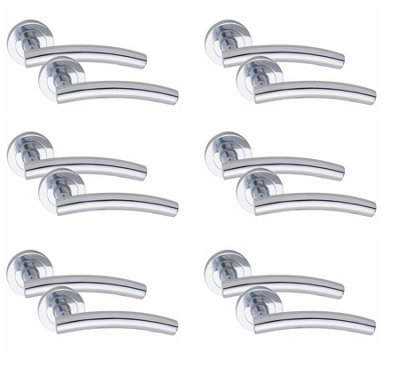 6 Pair Arched T-Bar Door Handles Polished Chrome Finish - Golden Grace Price Comparisons | Compare The Build