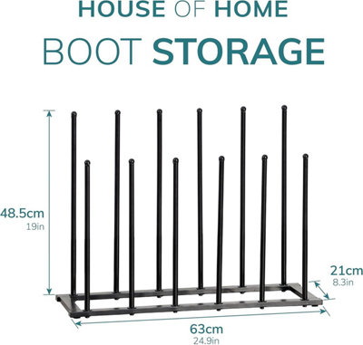 6 Pair Black Boot & Welly Storage Rack