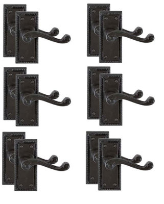 6 Pair of Matt Black Georgian Lever Latch Hnadles 107mm x 48mm - Golden Grace Price Comparisons | Compare The Build