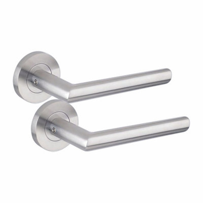 6 Pair of Mitred Design Door Handle On Round Rose Latch Internal Door ...