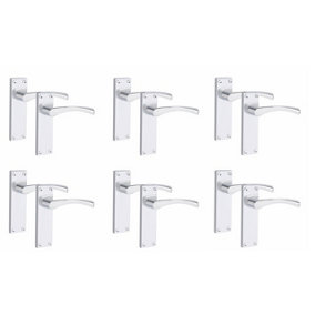 6 Pair of Victorian Scroll Astrid Handle Latch Door Handles Silver Polished Chrome with 150mm x 40mm Backplate