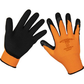 6 PAIRS Foam Latex Work Gloves - Superior Grip Latex Coating - Large - Wet & Dry