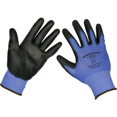 6 PAIRS Lightweight Precision Grip Work Gloves - Large - Elasticated ...