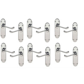 6 Pairs of Epsom Style Victorian Shaped Door Lever Latch Premium Door Handle Polished Chrome
