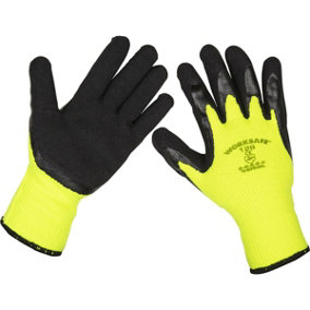 6 PAIRS Thermal Super Grip Gloves - Latex Coating - Large - Terry Liner