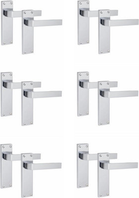 6 Pairs Victorian Straight Delta Handle Latch Door Handles, Silver Polished Chrome, 150mm x 40mm Backplate - Golden Grace Price Comparisons | Compare The Build