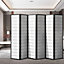 6 Panel Black Wooden Framed Room Divider Privacy Screen Room Partition H 180 cm x W 270 cm
