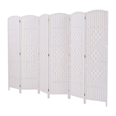 6 Panel Room Divider Woven Screen Foldable Privacy Portable Partition ...