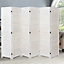 6 Panel White Folding Solid Wood Room Divider Indoor Privacy Screen Separator 170cm H x 240cm L