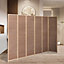 6 Panel Wooden Room Divider Privacy Screen Folding Room Partition Brown H 180 cm x W 300 cm