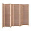 6 Panel Wooden Room Divider Privacy Screen Folding Room Partition Brown H 180 cm x W 300 cm