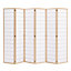 6 Panel Wooden Room Divider Privacy Screen Folding Room Partition Natural H 180 cm x W 270 cm