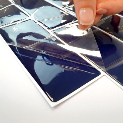 6 Pcs 30.5 x 30.5cm(12") 3D Tile Stickers Peel and Stick Backsplash Splashback Decals Tile Transfer - Deep Blue Glossy - 5