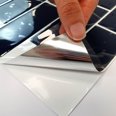 6 Pcs 30.5 x 30.5cm(12") 3D Tile Stickers Peel and Stick Backsplash Splashback Decals Tile Transfer - Deep Blue Glossy - 6