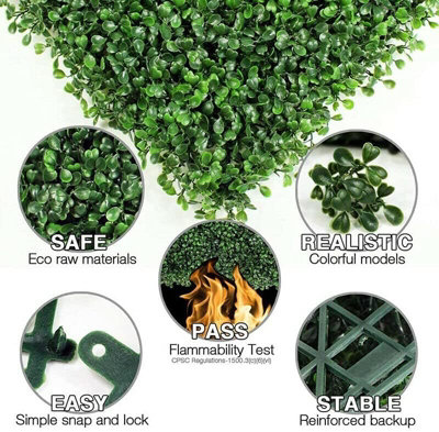 6 PCS Artificial Leaves Hedge Panels Hedge Wall Panels Trellis with Artificial Leaves Artificial Grass Backdrop Wall 50cm X 50cm - 3