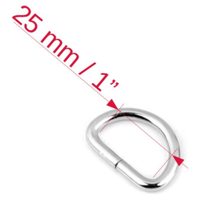 6 Pcs Buckles Set for 25 mm / 1" Webbing Strap, 6 x D Rings, Metal, Silver, Bag Making, Accessories, Straps, DIY, Crafts