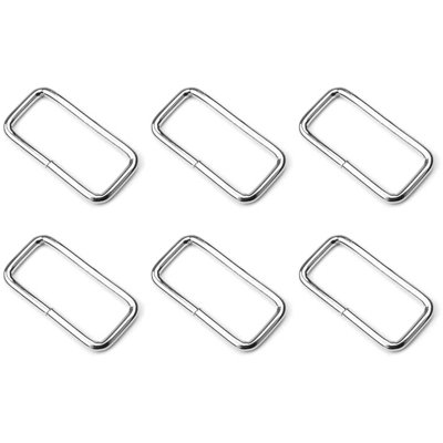 6 Pcs Buckles Set for 25 mm / 1" Webbing Strap, 6 x Rectangular Loops, Metal, Silver, Bag Making, Accessories, Straps, DIY, Crafts
