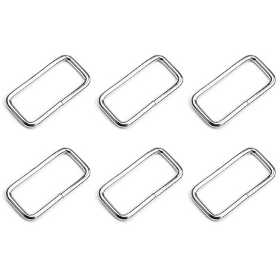 6 Pcs Buckles Set for 25 mm / 1" Webbing Strap, 6 x Rectangular Loops, Metal, Silver, Bag Making, Accessories, Straps, DIY, Crafts