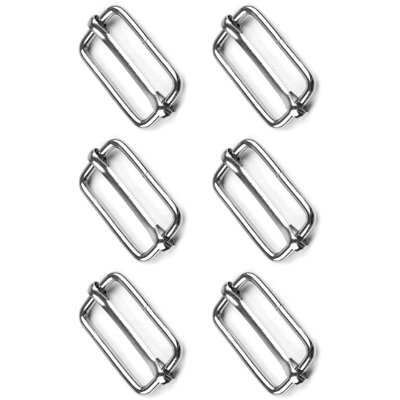 6 Pcs Buckles Set for 40 mm / 1.57" Webbing Strap, 6 x Triglide Sliders, Metal, Silver, Bag Making, Accessories, Straps, DIY