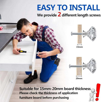 Perilla Home Set Of 6 Crystal Knobs For Cabinet & Drawers