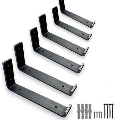 6 Pcs Heavy Duty Shelf Brackets for Scaffold Board Shelving - 6mm Thick Shelves Support Industrial Rustic Style