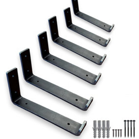 6 Pcs Heavy Duty Shelf Brackets for Scaffold Board Shelving - 6mm Thick Shelves Support Industrial Rustic Style