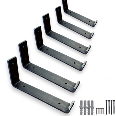 6 Pcs Heavy Duty Shelf Brackets Industrial Steel for Wall Mounted DIY Floating(Raw Steel, 125mm UP)