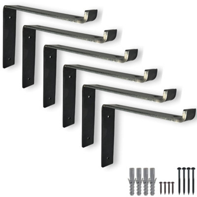 6 Pcs Heavy Duty Shelf Brackets Industrial Steel For Wall Mounted DIY   6 Pcs Heavy Duty Shelf Brackets Industrial Steel For Wall Mounted Diy Floating Shelving Raw Steel 125mm Down ~5061006937207 01c MP