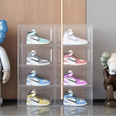 6 Pcs Shoe Boxes Transparent Stackable Shoe Storage Case