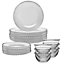 6 Person Bella Perle 18 Piece Dinner Plate, Side Plate & Bowl Glass Dinner Set Mother's Day Gift Set