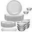 6 Person Bella Perle 21 Piece Dinner Plate, Side Plate, Bowl, Serving Plate & Dip Bowls Glass Dinner Set Gift Idea