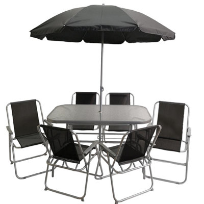 6 Person Garden Furniture Patio Set Table 6 Chairs Parasol DIY at B Q