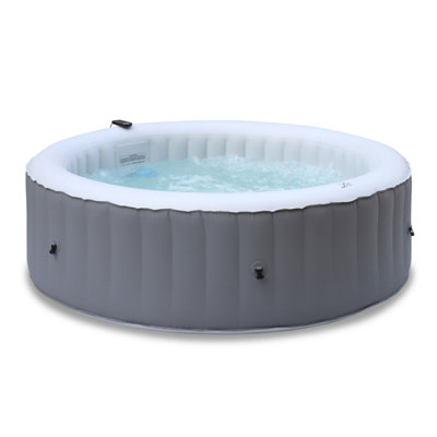 6-person round inflatable hot tub MSpa - Diam.205cm round 6-person spa PVC  pump heater filter remote control - Kili 6 - Grey | DIY at Bu0026Q