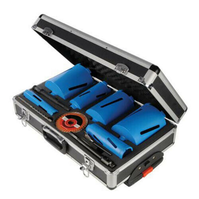 6 Piece 38mm 127mm Comprehensive Diamond Core Drill Kit Lockable Case